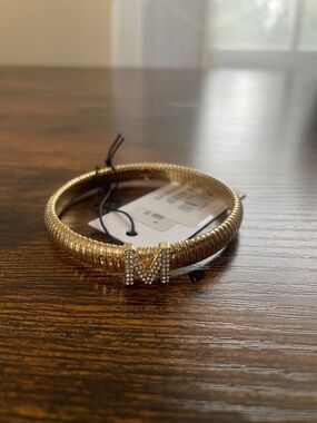 BaubleBar Gold-Tone Crystal 'M' Coil Bracelet